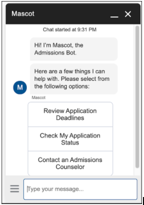 Salesforce Admissions Connect chatbot