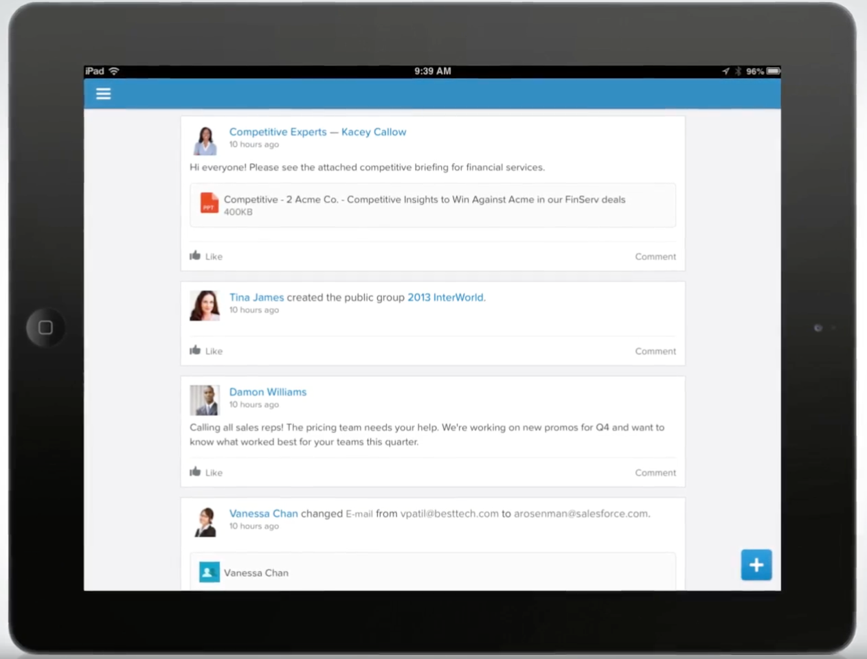 Salesforce Chatter screenshot