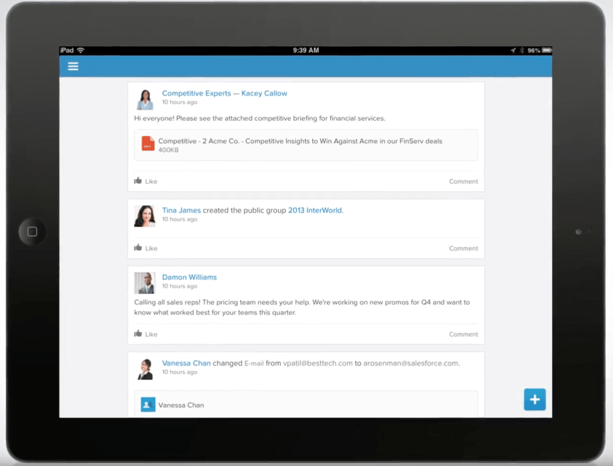 Salesforce Chatter screenshot